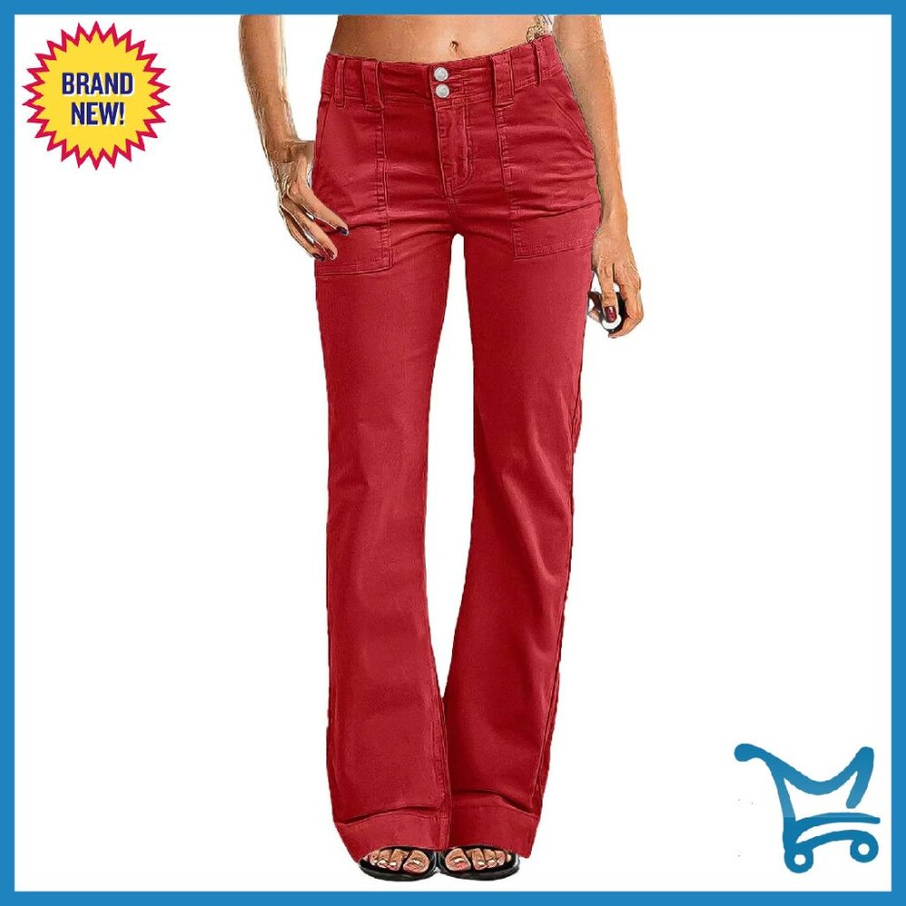 Wide Leg Corduroy Pants Mid Waist Straight Leg Workout Casual